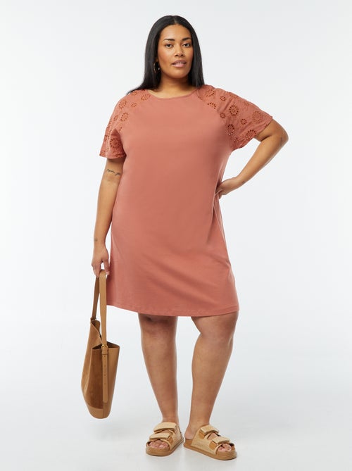 Vestido em algodão com bordados - Kiabi