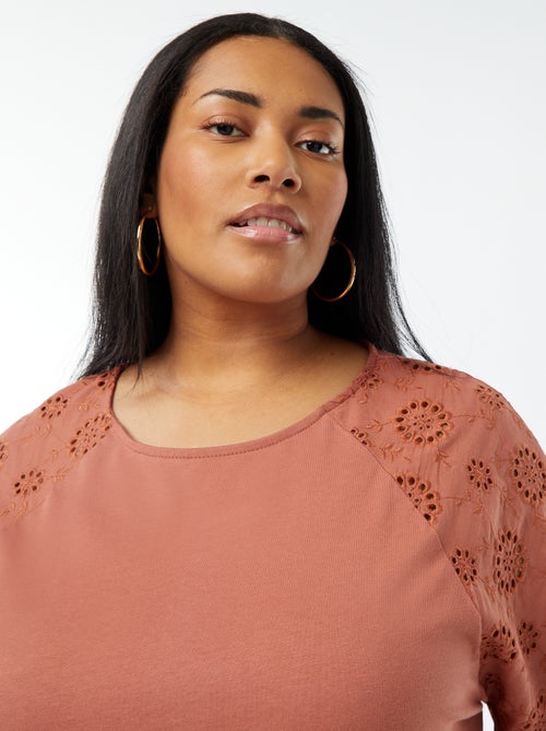 Vestido em algodão com bordados - Kiabi