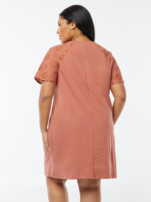 Vestido em algodão com bordados - Kiabi