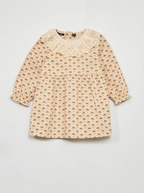 Vestido em algodão com gola claudine - Kiabi