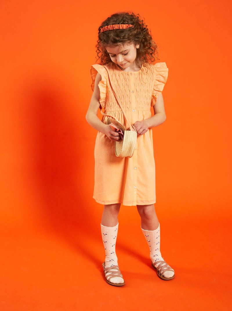 Vestido em algodão LARANJA - Kiabi