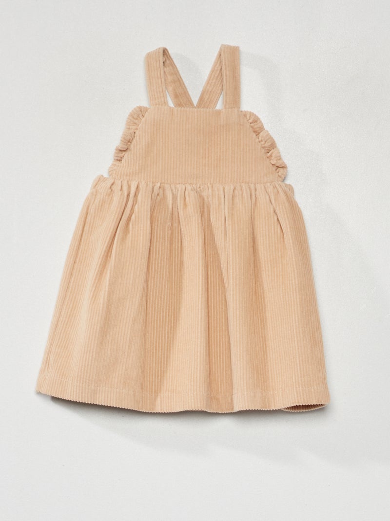 Vestido em bombazina BEGE - Kiabi