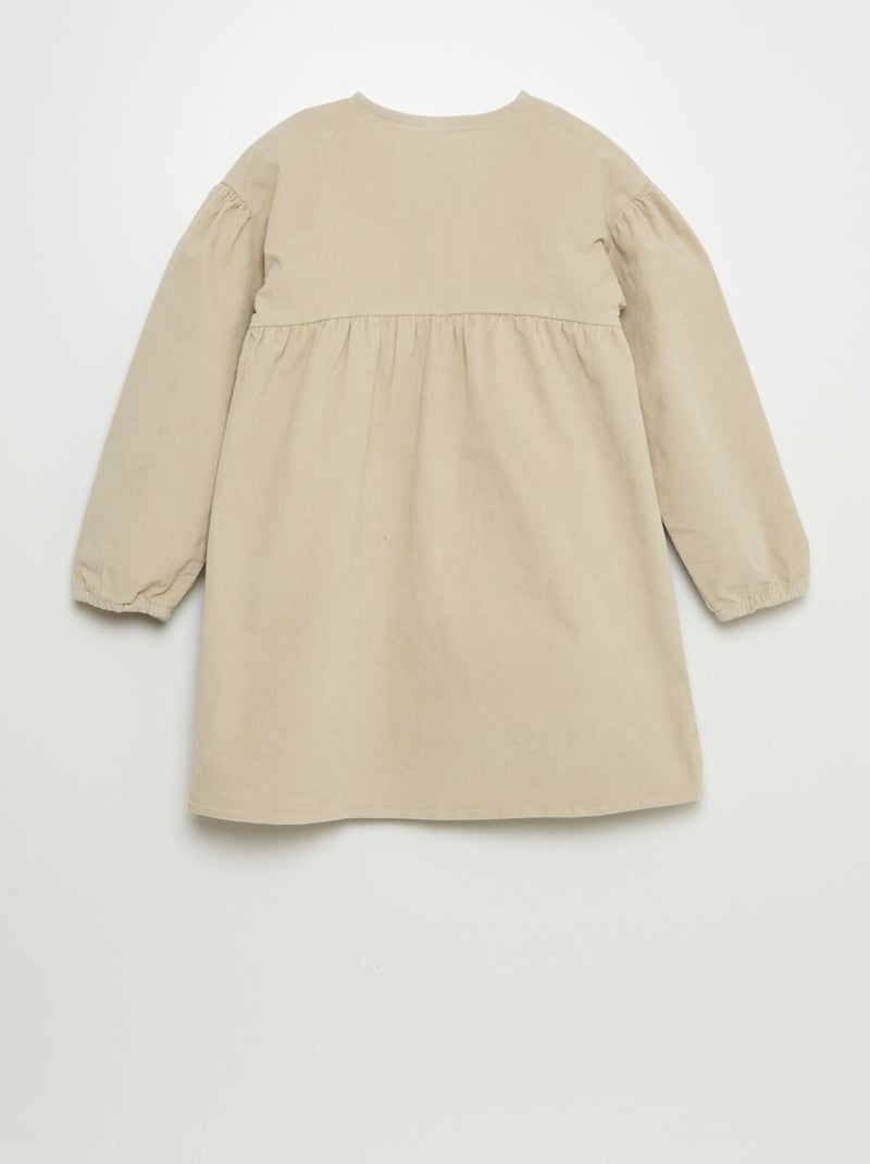 Vestido em bombazina BEGE - Kiabi