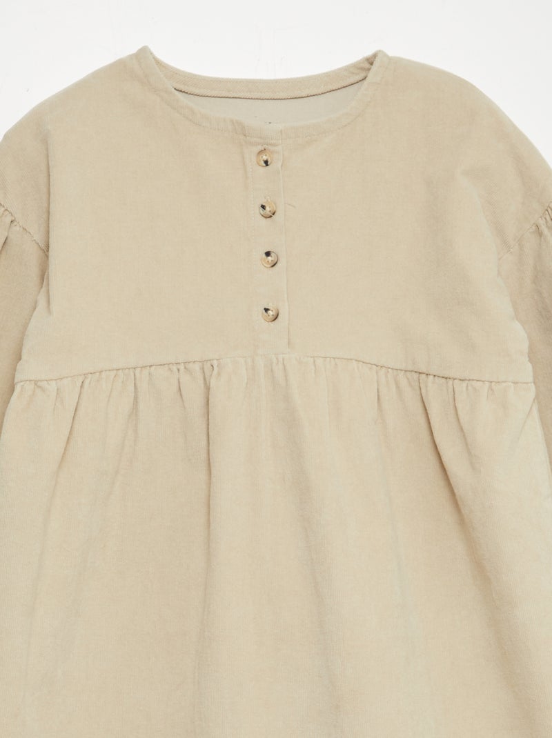 Vestido em bombazina BEGE - Kiabi