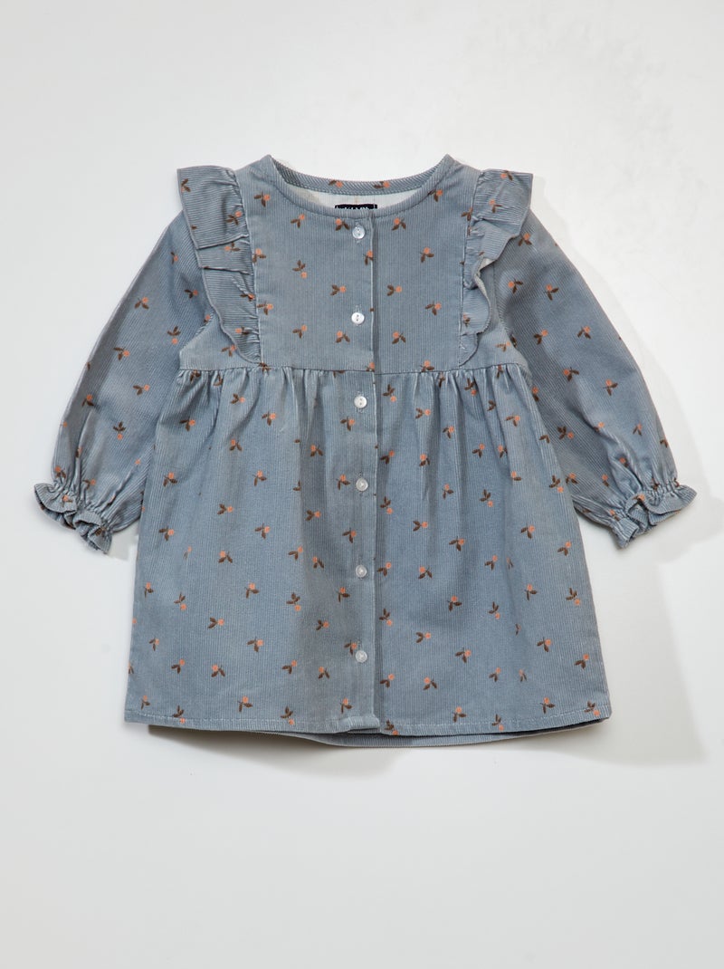 Vestido em bombazina CINZA - Kiabi