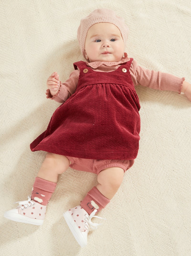 Vestido em bombazina com alça Vermelho Vinho - Kiabi