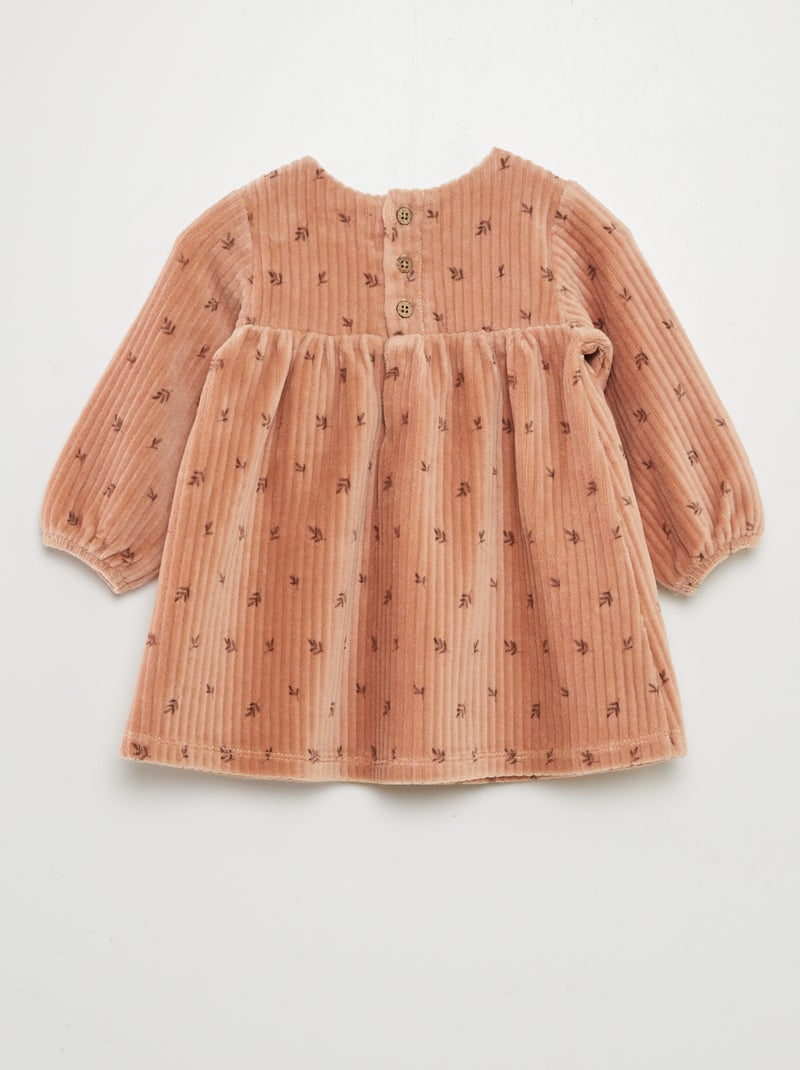 Vestido em bombazina com motivo CASTANHO - Kiabi