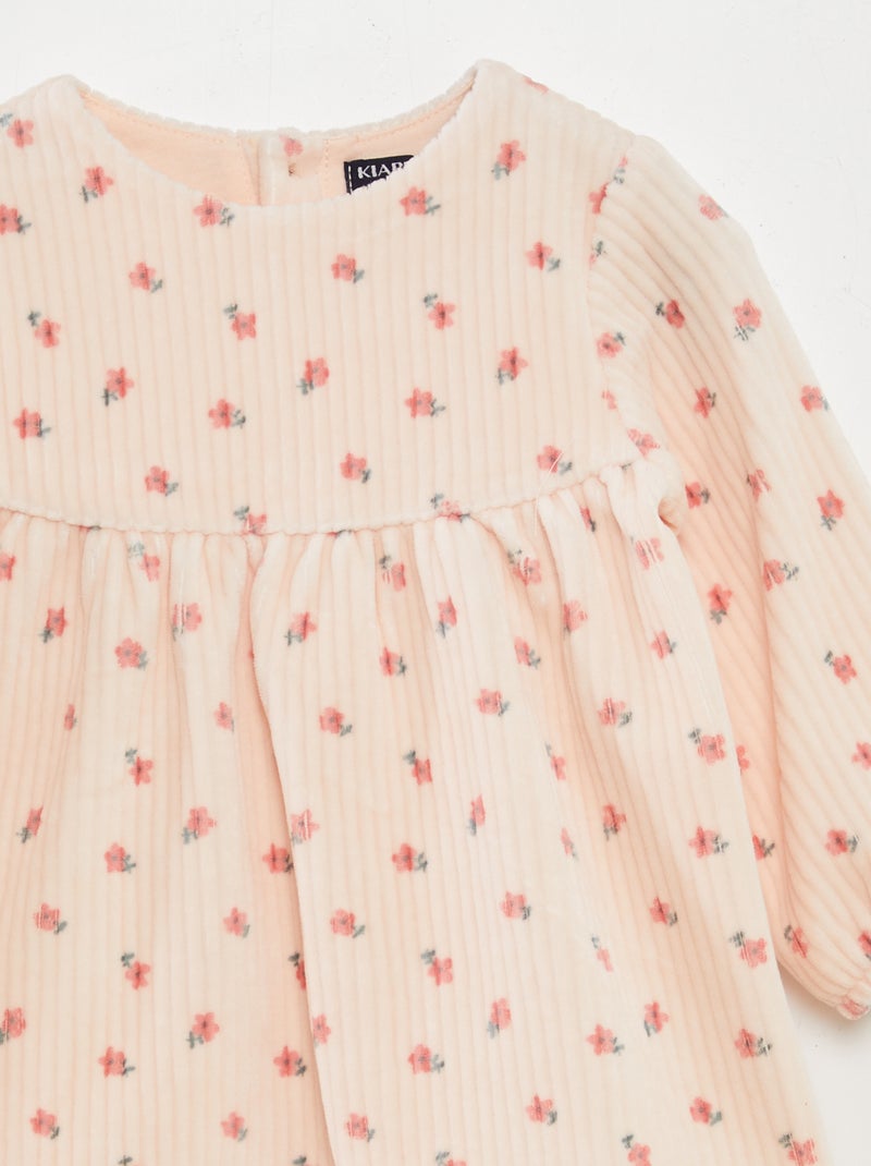 Vestido em bombazina com motivo ROSA - Kiabi