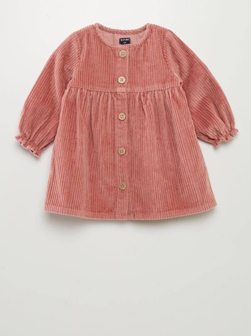 Vestido em bombazina ROSA - Kiabi