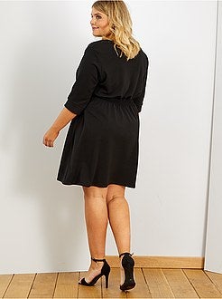 Vestido em crepe cruzado à frente - Kiabi