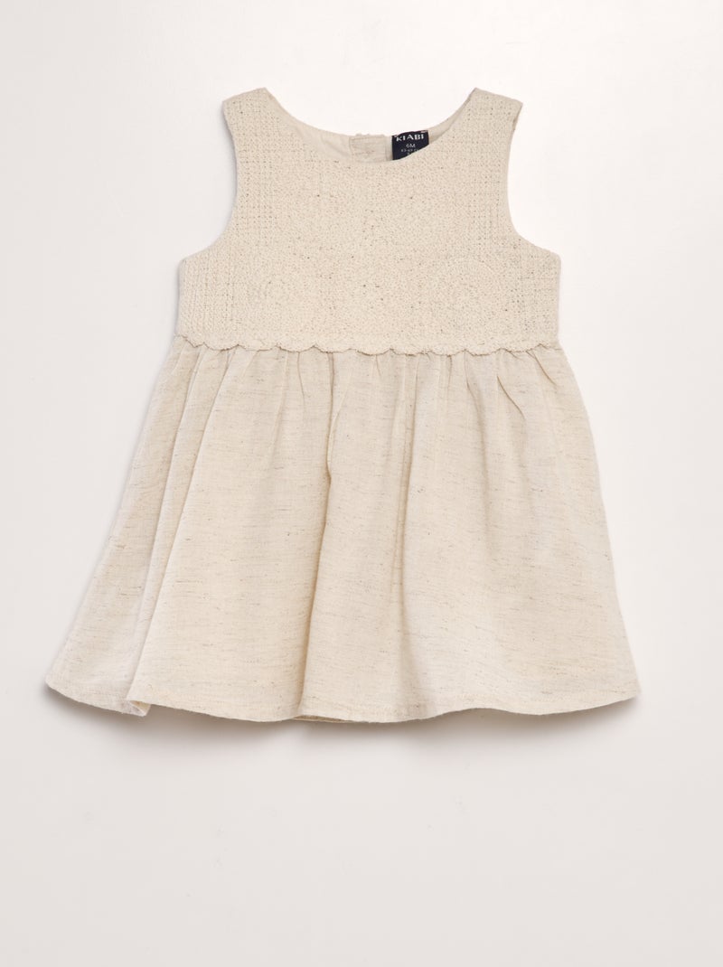 Vestido em croché BEGE - Kiabi