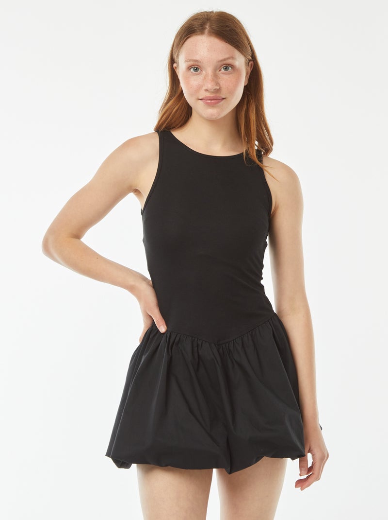 Vestido em forma de balão Preto - Kiabi