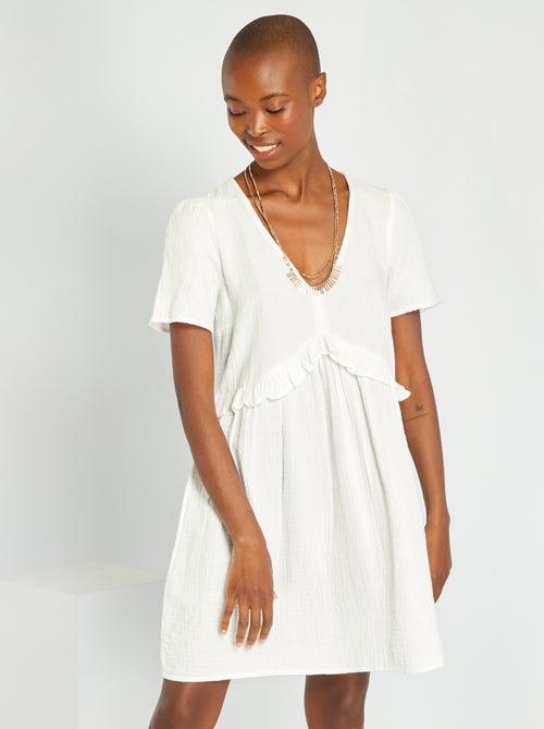 Vestido em gaze de algodão - Kiabi