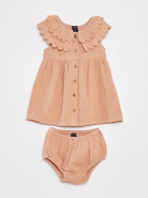 Vestido em gaze de algodão + cuecas - 2 peças - Kiabi