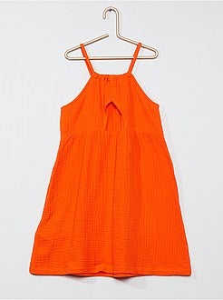 Menina 3-12 anos - Vestido em gaze de algodão - Kiabi