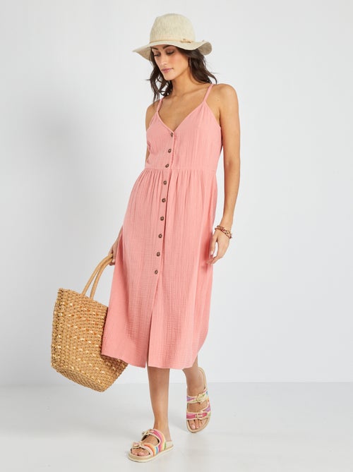 Vestido em gaze de algodão - Kiabi