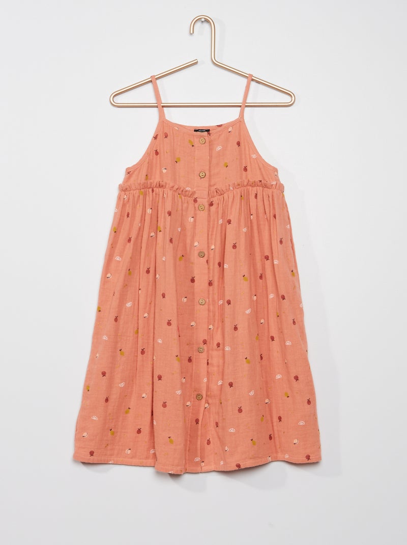 Vestido em gaze dupla de algodão BRANCO - Kiabi