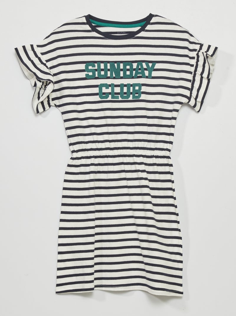 Vestido em jersey às riscas AZUL - Kiabi