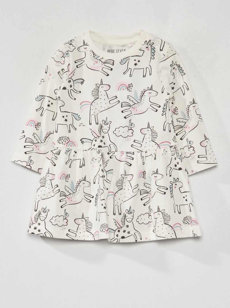 Vestido em jersey Branco - Kiabi