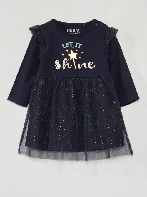 Vestido em jersey com base em tule - Kiabi