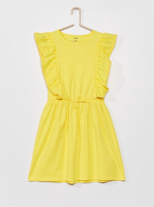 Vestido em jersey com bordados ingleses - Kiabi