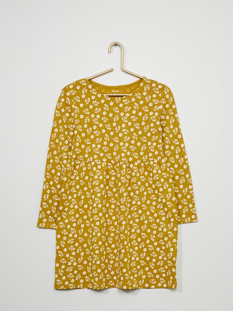 Vestido em jersey com estampado de fantasia AMARELO - Kiabi