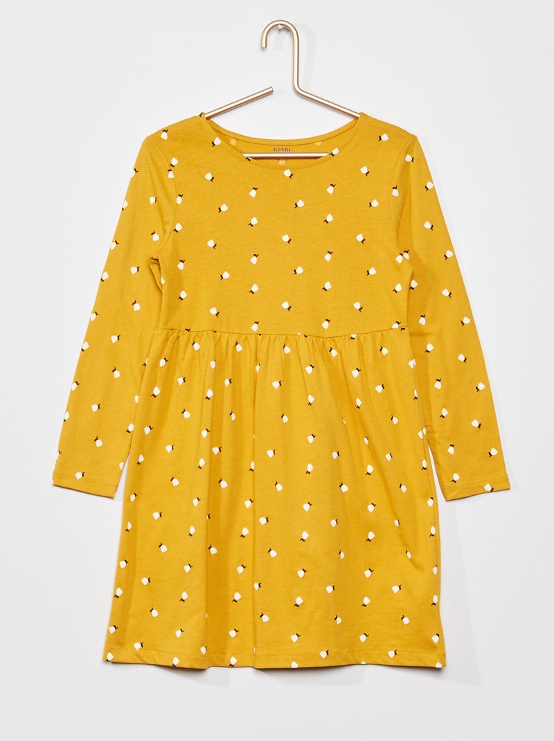Vestido em jersey com estampado de fantasia AMARELO - Kiabi