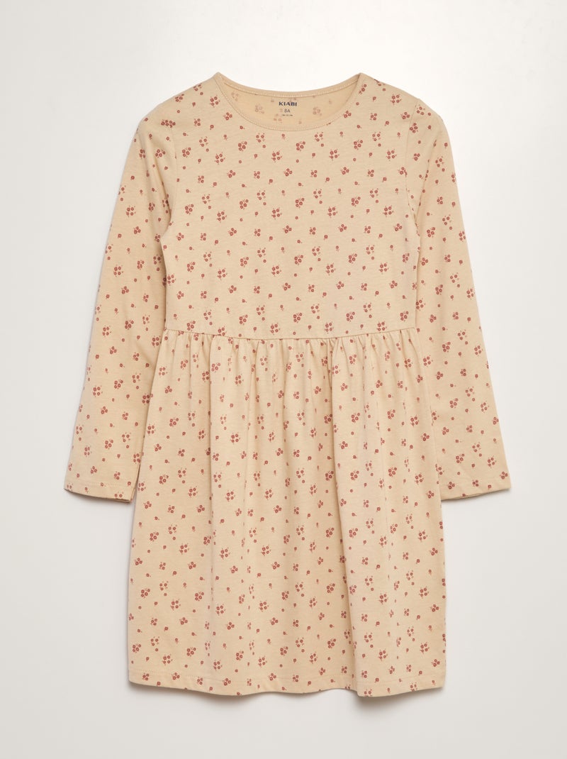Vestido em jersey com estampado de fantasia BEGE - Kiabi