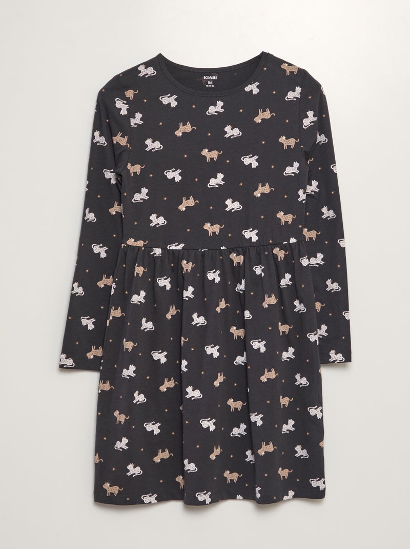 Vestido em jersey com estampado de fantasia CINZA - Kiabi