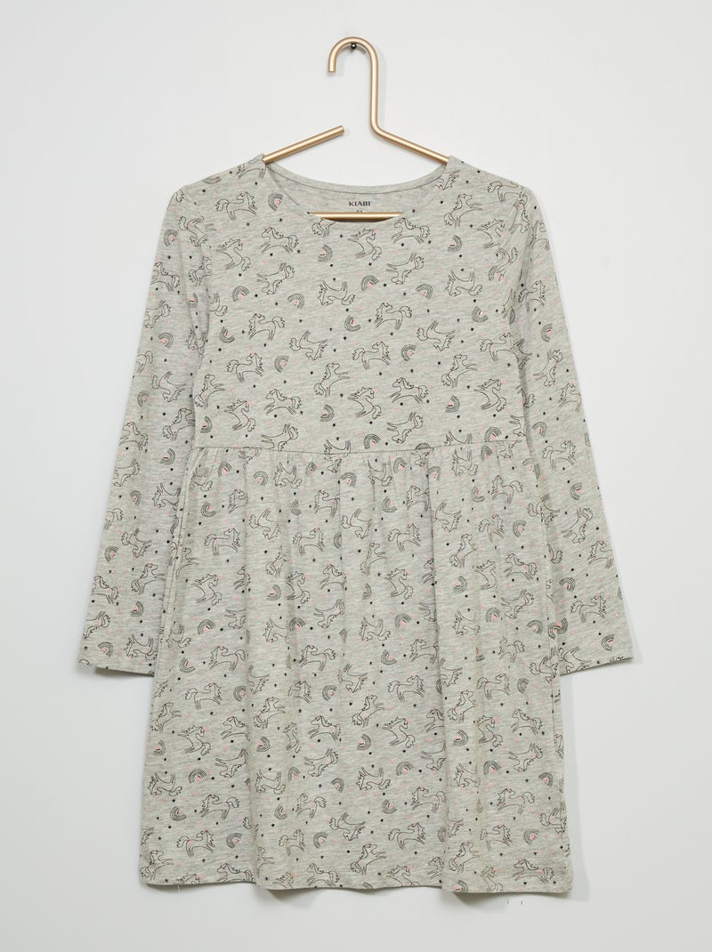 Vestido em jersey com estampado de fantasia CINZA - Kiabi