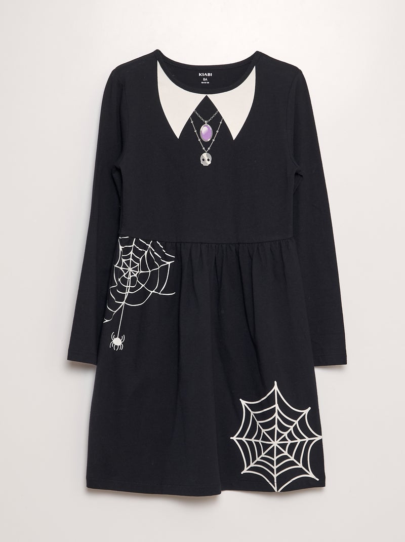 Vestido em jersey com estampado de fantasia PRETO - Kiabi
