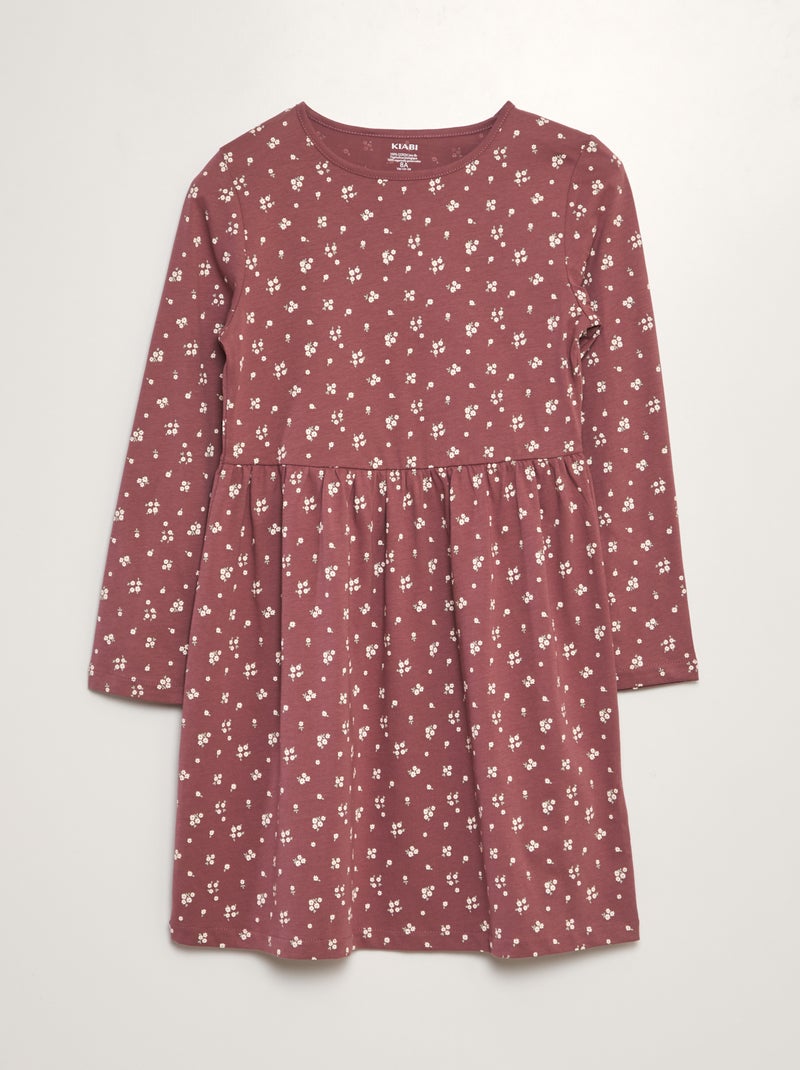 Vestido em jersey com estampado de fantasia ROSA - Kiabi
