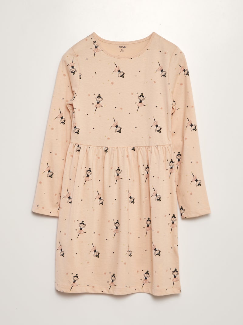 Vestido em jersey com estampado de fantasia ROSA - Kiabi