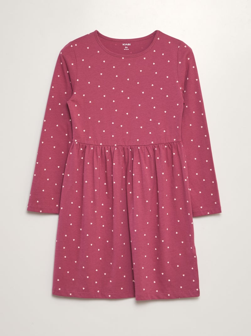 Vestido em jersey com estampado de fantasia ROSA - Kiabi