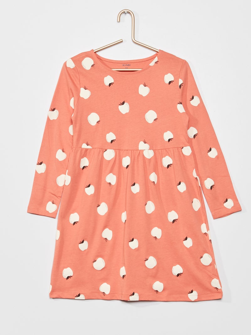 Vestido em jersey com estampado de fantasia ROSA - Kiabi
