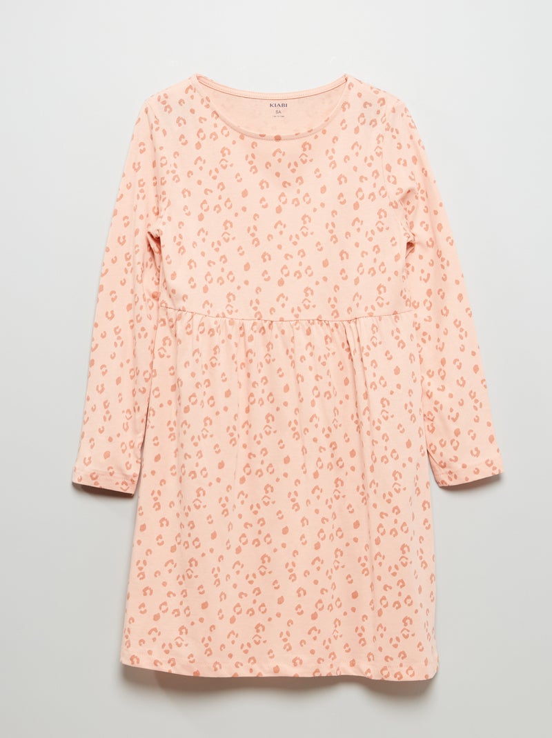 Vestido em jersey com estampado de fantasia ROSA - Kiabi