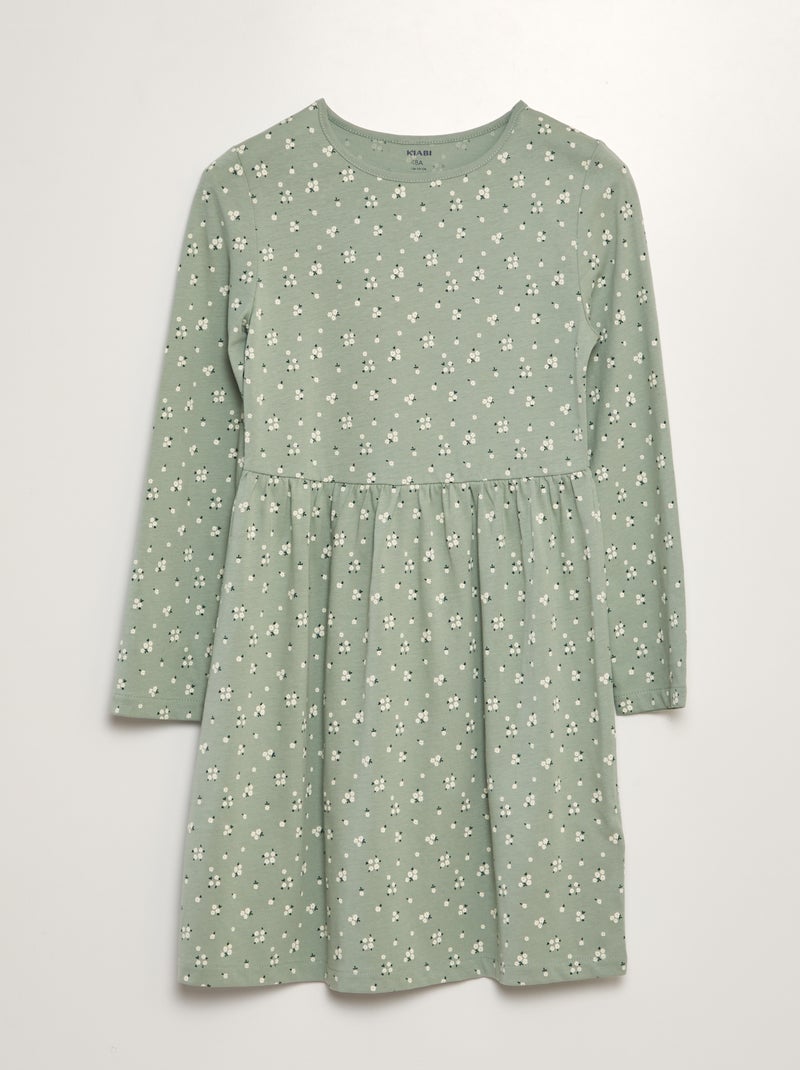Vestido em jersey com estampado de fantasia VERDE - Kiabi