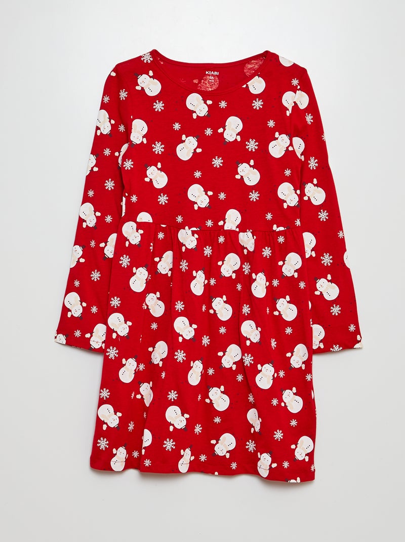 Vestido em jersey com estampado de fantasia VERMELHO - Kiabi