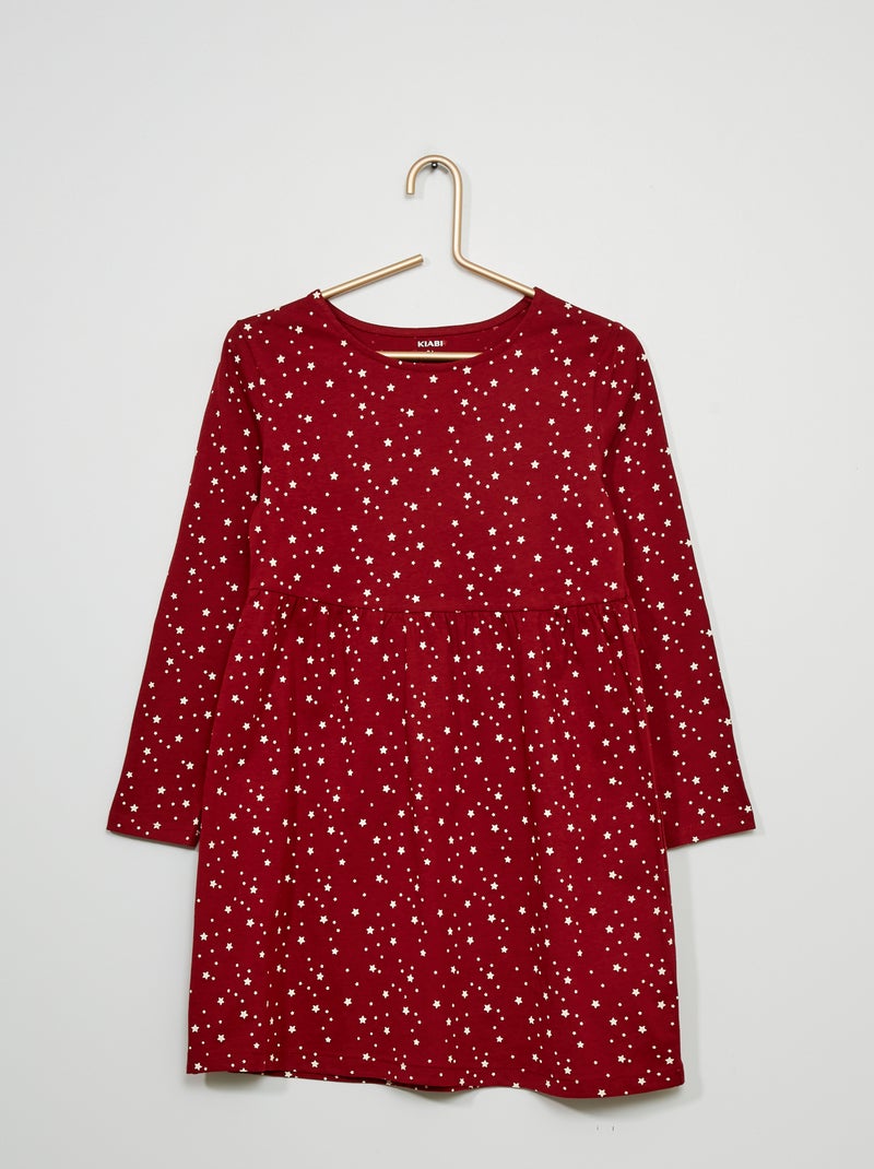Vestido em jersey com estampado de fantasia VERMELHO - Kiabi