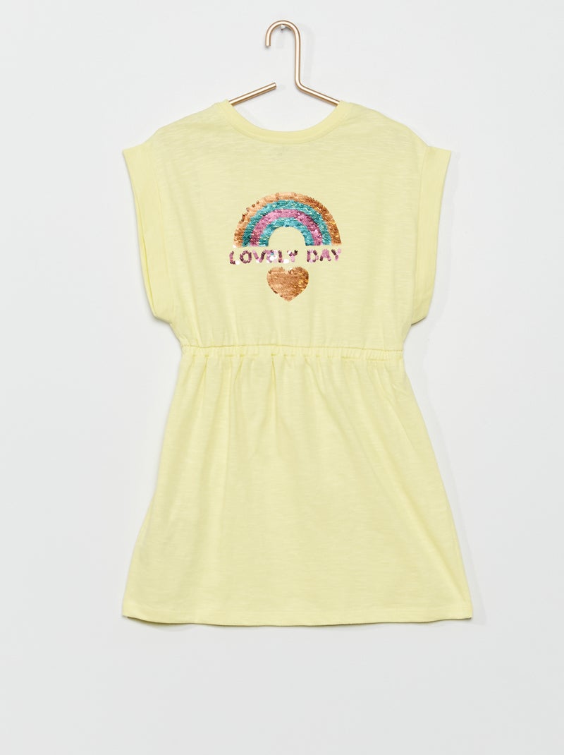 Vestido em jersey com estampado lúdico AMARELO - Kiabi