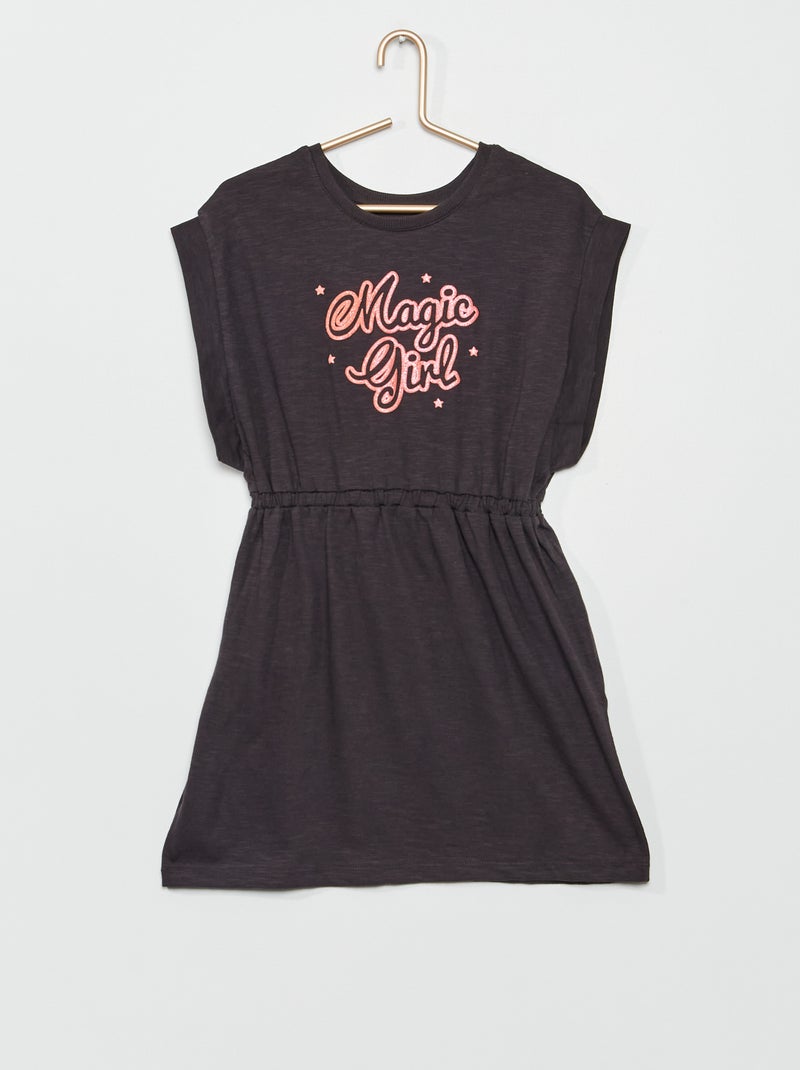 Vestido em jersey com estampado lúdico PRETO - Kiabi