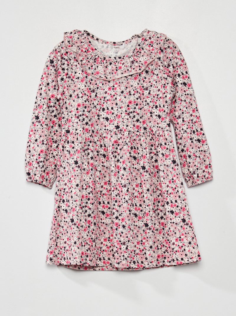 Vestido em jersey com estampado Rosa - Kiabi