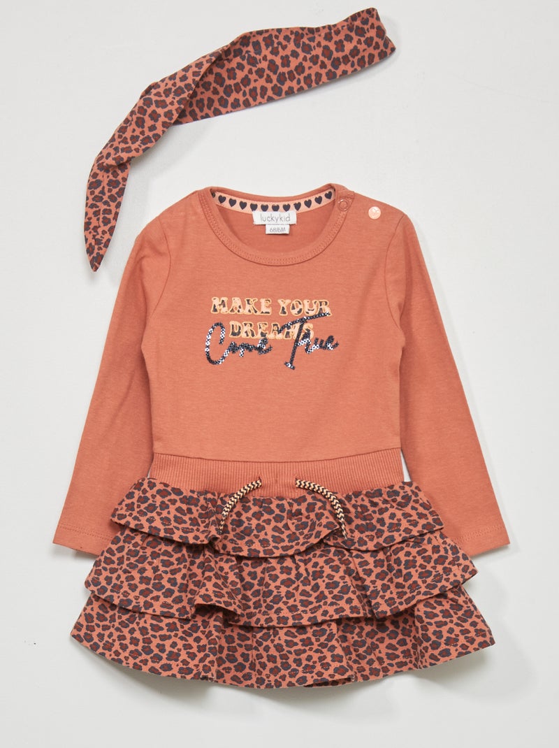 Vestido em jersey com estampado ROSA - Kiabi