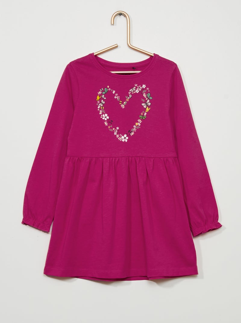 Vestido em jersey com estampado Rosa - Kiabi