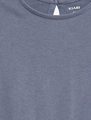 Vestido em jersey com mangas curtas em bordado inglês