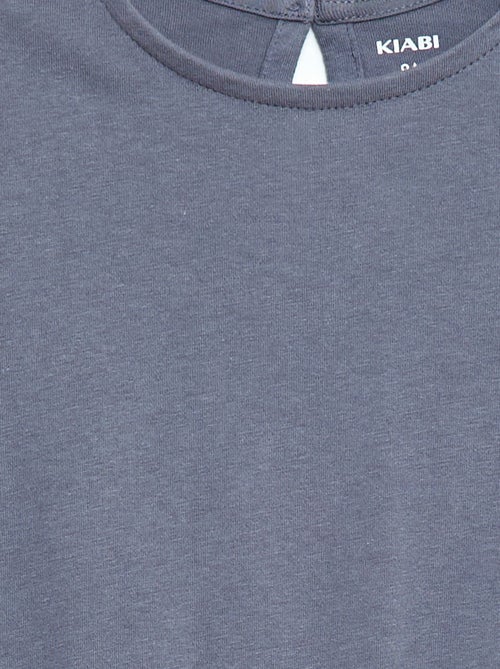 Vestido em jersey com mangas curtas em bordado inglês - Kiabi