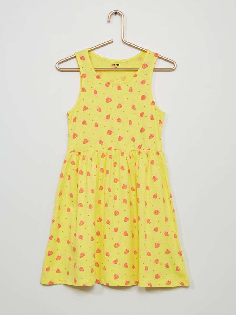 Vestido em jersey com motivos AMARELO - Kiabi