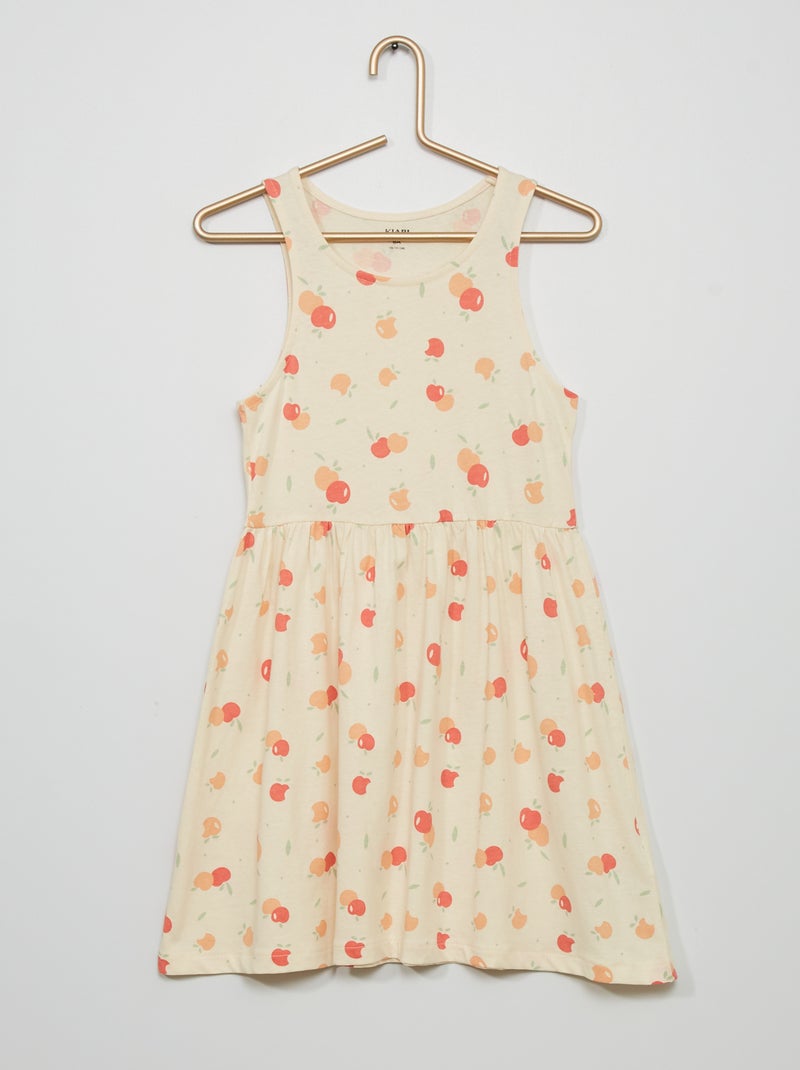 Vestido em jersey com motivos BEGE - Kiabi