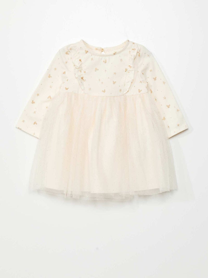 Vestido em jersey e em tule 'Disney' BRANCO - Kiabi
