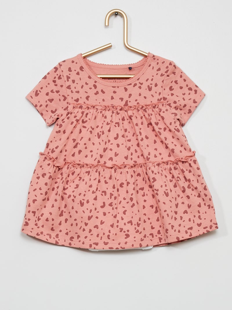 Vestido em jersey Rosa/ Branco - Kiabi